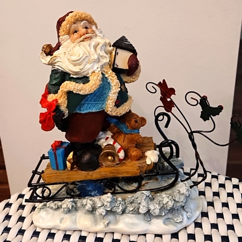 Vintage Santa on Sled Figurine